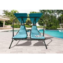 Kétszemélyes hintaágy , napozóágy kültèri , teraszra, kertbe ,tetőteraszra . Kék. ( lakeblue )