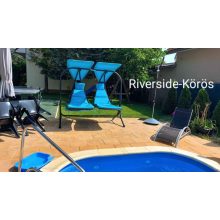 Kétszemélyes hintaágy , napozóágy kültèri , teraszra, kertbe ,tetőteraszra . Kék. ( lakeblue )